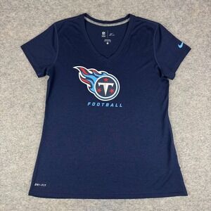 Nike Tennessee Titans T-Shirt V-Neck Polyester Blue Womens Large L